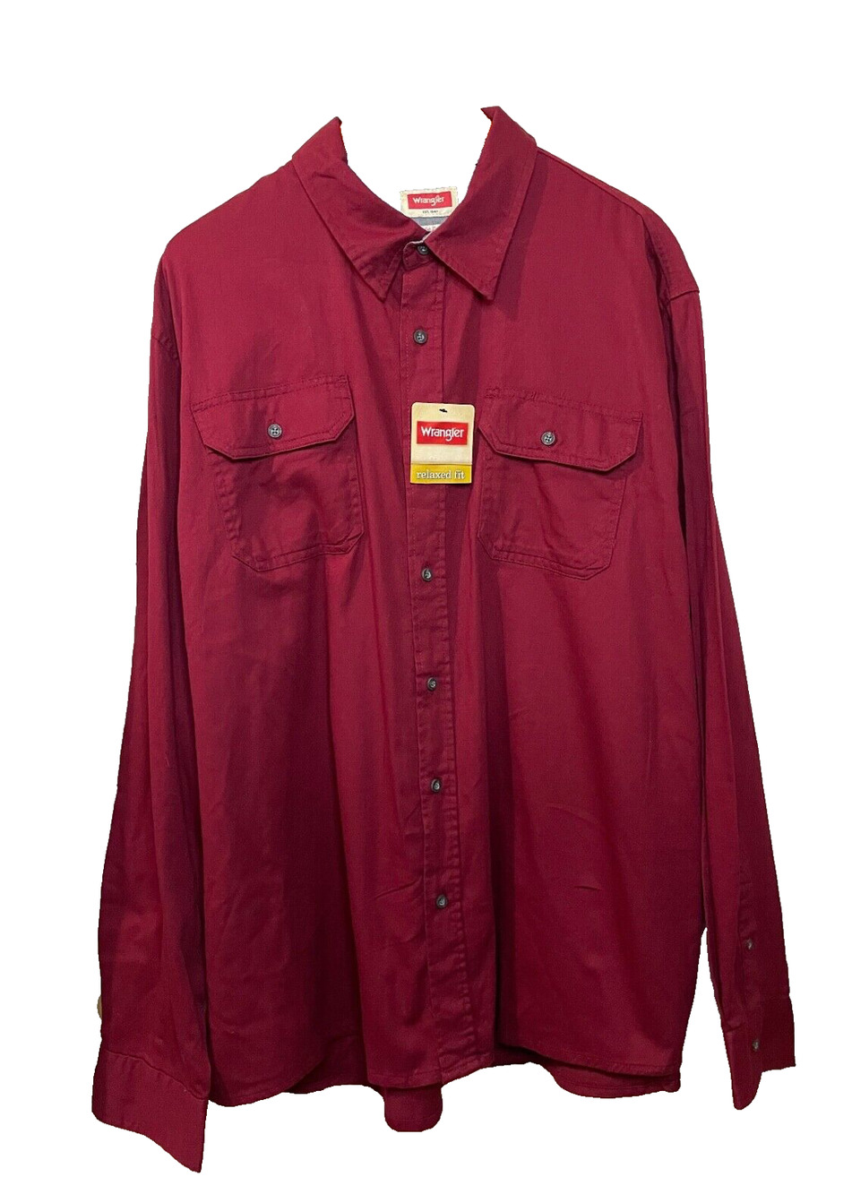 Wrangler Dress Shirt Burgundy Button Up Premium Quality Long Sleeve Shirt NWT
